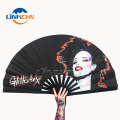 Japanese style large customized hand fan with fabric printing